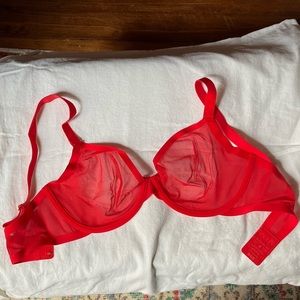 CUUP - The Plunge Bra - 34E - Mesh, Carmine